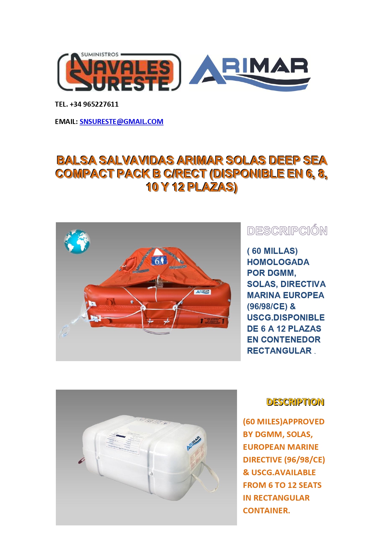 BALSA SALVAVIDAS ARIMAR SOLAS DEEP SEA COMPACT PACK B CRECT (Disponible en 6, 8, 10 y 12 plazas)_page-0001